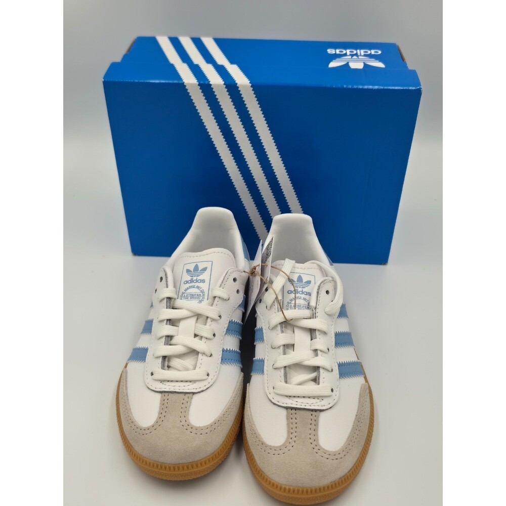 Adidas Samba OG C White Ash Blue Gum Kids 11K Leather Shoes JQ2828 New Box - Picture 2 of 6